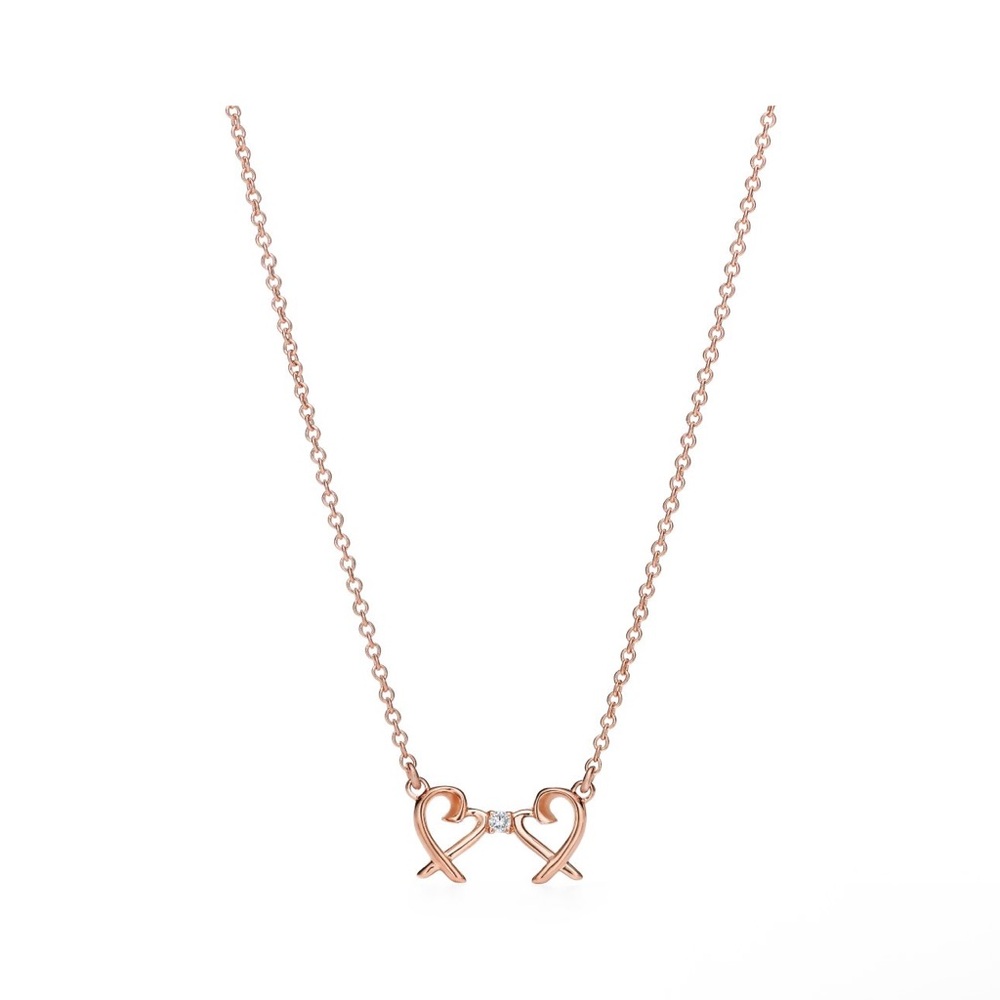 Tiffany & Co Gold Heart Necklace 
Paloma Picasso®
Double Loving Heart Pendant